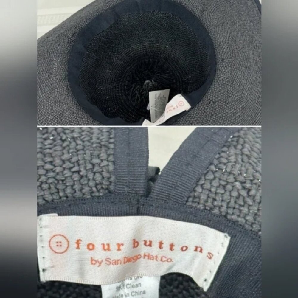 San Diego Hat Co. | NEW Four Buttons Black Straw Wide Brim Hat - Picture 13 of 14